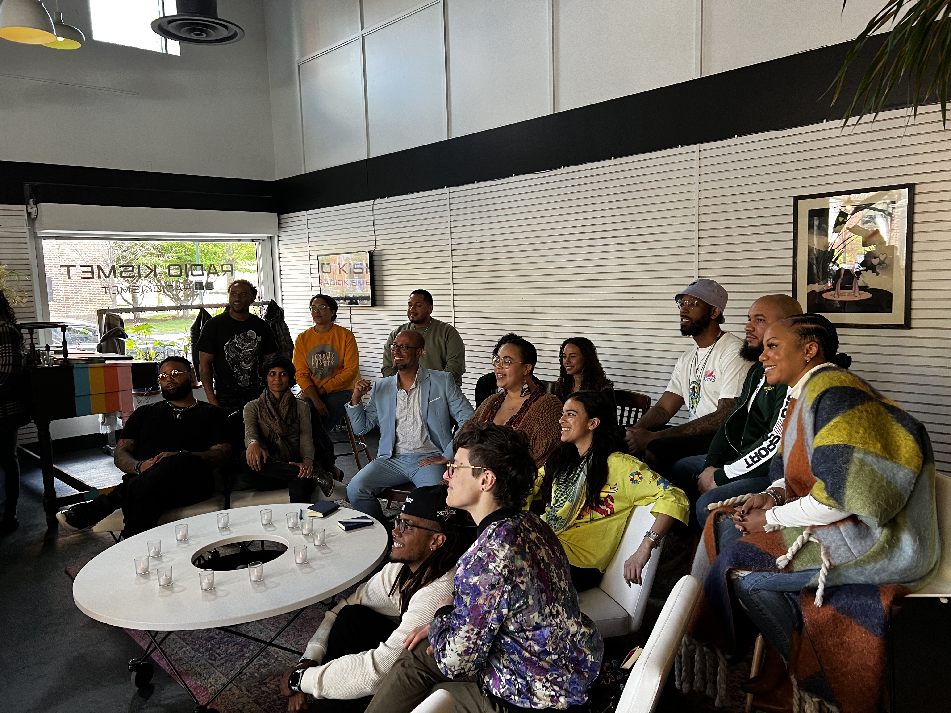 Community members gathered for a conversation