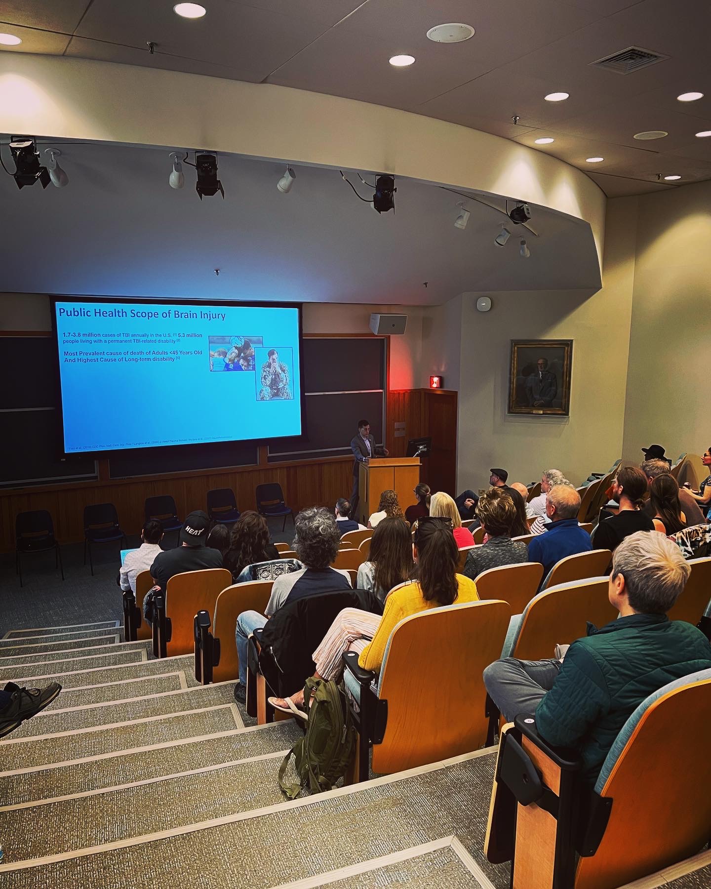 Public health presentation in a university lecture hall